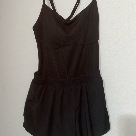 Victoria’s Secret Pink Ultimate Runsie Black Corset Style Athleisure Romper Sz L - Picture 7 of 12